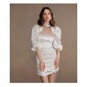 Dress Australian French Design Feel Bubble Sleeve Pleated Spicy Girl Open Back Wrapped Chest Muse Dress
