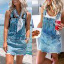 Women's Wash Water Denim Skirt Strap Skirt Slim Slim Drop Dress Dress