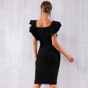 Summer Party Bandage Dress Sexy Ruffle Edge Butterfly Sleeve Tight Club Dress