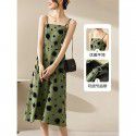 Tea Break French Vintage Strap Dress 2023 Summer New High Waist Long Dress Children