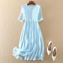 Summer New Women's Commuter Elegant Temperament White Silk Dress