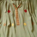 Summer Vintage Art Long sleeved Women's Dress Bohemian Small V-neck Embroidered Waist Dress