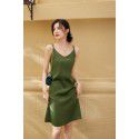 High end satin mid length dress, new summer slim and sexy women's suspender dress