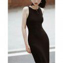New Women's Slim Fit Show Thin Bottom Knitted Tank Top Dress Temperament Long Skirt