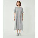 Spring/Summer New Japanese Simple Solid Color Casual Long Swing Short Sleeve Dress