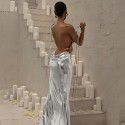 Spring Women's New Sexy Open Back Strap Long Dress Pleated Style Dress for Women