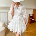 New Spring/Summer White Embroidered Dress with French Minority Design Sense for Women