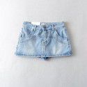 Summer Spicy Girls Retro High Waist Slim and Anti Shining Wrap Hip Short Skirt Women's Leggy Long Skirt Pants Denim Half Skirt