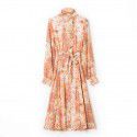 Spring/Summer New Wooden Ear Collar Print Mid length Holiday Style Belt Dress