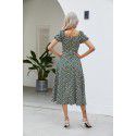 Women's square neck bubble sleeved French tea break skirt trend floral dress