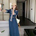 Small crowd design feeling shawl tea break French denim dress Women's spring long skirt