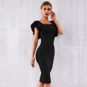 Summer Party Bandage Dress Sexy Ruffle Edge Butterfly Sleeve Tight Club Dress