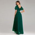 Spring/Summer Handmade Folded Big Swing Double V-neck Flare Sleeve Dress Elastic Chiffon Banquet Bridesmaid Large Evening Dress