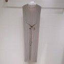 Pleated mid length dress exudes a slimming and slimming look, with a lace up skirt