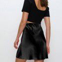Sour Silk Satin High Waist Drop A-line Half length Skirt Mulberry Silk Spring/Summer Short Skirt Girl
