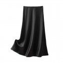 Women's Summer Pear Shape Body Half Skirt Summer Temperament Slim Fit A-line Skirt Commuter Solid Silk Midskirt