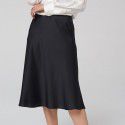 Women's Summer Pear Shape Body Half Skirt Summer Temperament Slim Fit A-line Skirt Commuter Solid Silk Midskirt
