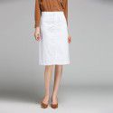 A-line skirt khaki skirt spring summer new OL professional skirt high waist slit buttocks one-step skirt white midskirt 