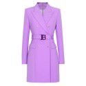 Spring and Autumn New Fashion High grade Solid Color Belt Long Sleeve Slim Fit Style Commuter Suit Dress