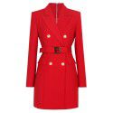 Spring and Autumn New Fashion High grade Solid Color Belt Long Sleeve Slim Fit Style Commuter Suit Dress