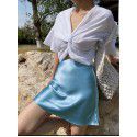Sour Silk Satin High Waist Drop A-line Half length Skirt Mulberry Silk Spring/Summer Short Skirt Girl