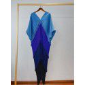 Pleated color matching tassel dress Spring new loose size slim fishtail skirt