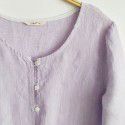 Pure linen medium sleeved medium length large swing dress