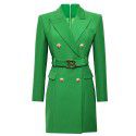 Spring and Autumn New Fashion High grade Solid Color Belt Long Sleeve Slim Fit Style Commuter Suit Dress