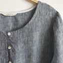 Pure linen medium sleeved medium length large swing dress