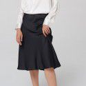 Women's Summer Pear Shape Body Half Skirt Summer Temperament Slim Fit A-line Skirt Commuter Solid Silk Midskirt