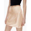 Sour Silk Satin High Waist Drop A-line Half length Skirt Mulberry Silk Spring/Summer Short Skirt Girl