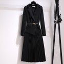 Women's Fat Sister French Style Age Reducing Casual Slimming Suit Dress with Suspended Short Skirt and Free Belt