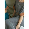 Spring and Summer Women's New Copper Spandex Contrast Loose Pullover, Belt, Dress, Robe, Multi Color