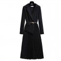 Women's Fat Sister French Style Age Reducing Casual Slimming Suit Dress with Suspended Short Skirt and Free Belt