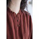 New Women's Yarn-dyed Linen Whitening and Age Reducing 8/4 Sleeve Doll Dress