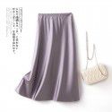 Women's Summer Pear Shape Body Half Skirt Summer Temperament Slim Fit A-line Skirt Commuter Solid Silk Midskirt