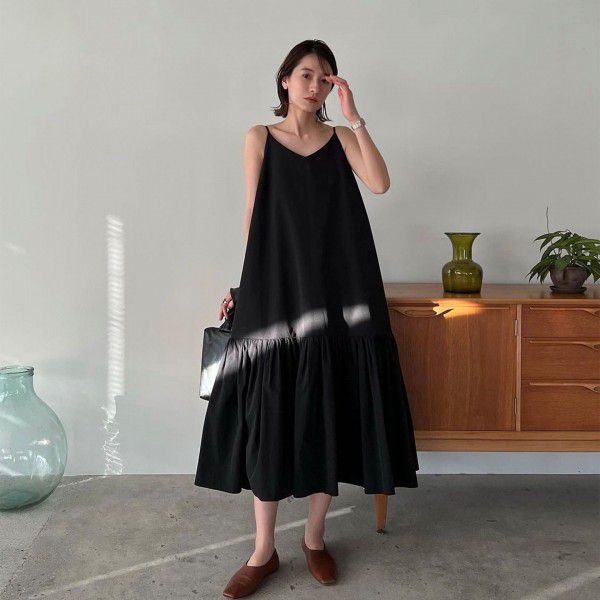 Strap Dress Xia Xiaozhong Design Women's All Cotton Doll Skirt with Bra Dress