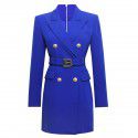 Spring and Autumn New Fashion High grade Solid Color Belt Long Sleeve Slim Fit Style Commuter Suit Dress