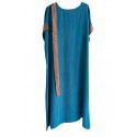 Spring and Summer Women's New Copper Spandex Contrast Loose Pullover, Belt, Dress, Robe, Multi Color
