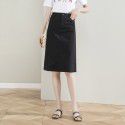 A-line skirt khaki skirt spring summer new OL professional skirt high waist slit buttocks one-step skirt white midskirt 