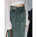Spring New Wrapped Hip Skirt Women's Straight to Floor Denim Half length Skirt