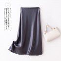 Women's Summer Pear Shape Body Half Skirt Summer Temperament Slim Fit A-line Skirt Commuter Solid Silk Midskirt