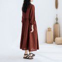 New Women's Yarn-dyed Linen Whitening and Age Reducing 8/4 Sleeve Doll Dress