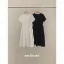 Waist tightening and slimming dress for women's summer sweet and elegant round neck first love dress