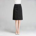 A-line skirt khaki skirt spring summer new OL professional skirt high waist slit buttocks one-step skirt white midskirt 