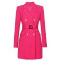 Spring and Autumn New Fashion High grade Solid Color Belt Long Sleeve Slim Fit Style Commuter Suit Dress