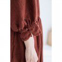 New Women's Yarn-dyed Linen Whitening and Age Reducing 8/4 Sleeve Doll Dress