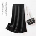 Women's Summer Pear Shape Body Half Skirt Summer Temperament Slim Fit A-line Skirt Commuter Solid Silk Midskirt