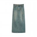 Spring New Wrapped Hip Skirt Women's Straight to Floor Denim Half length Skirt