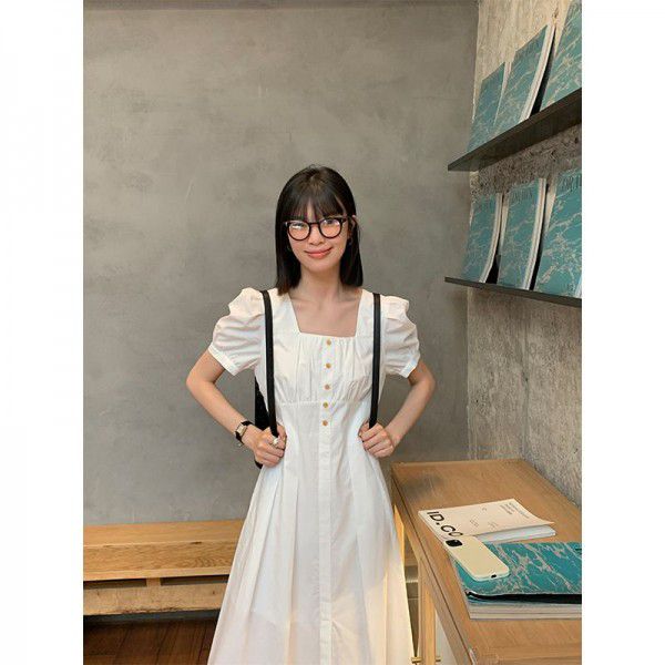 Spring and Summer Korean Girls' Feeling Reduced Age Loose Lacing Slim Long Dress